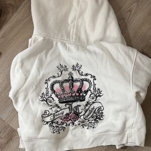 Juicy Couture women’s Cream Hoodie with Pink Crown Design